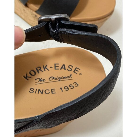Kork-Ease women's Shoes black cork wedges shoe SIZE US11 PREOWNED Very Good Cond - Picture 2 of 6